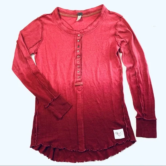 SOLD Free People We The Free Curl Up Ombré Henley Top S - Picture 3 of 10
